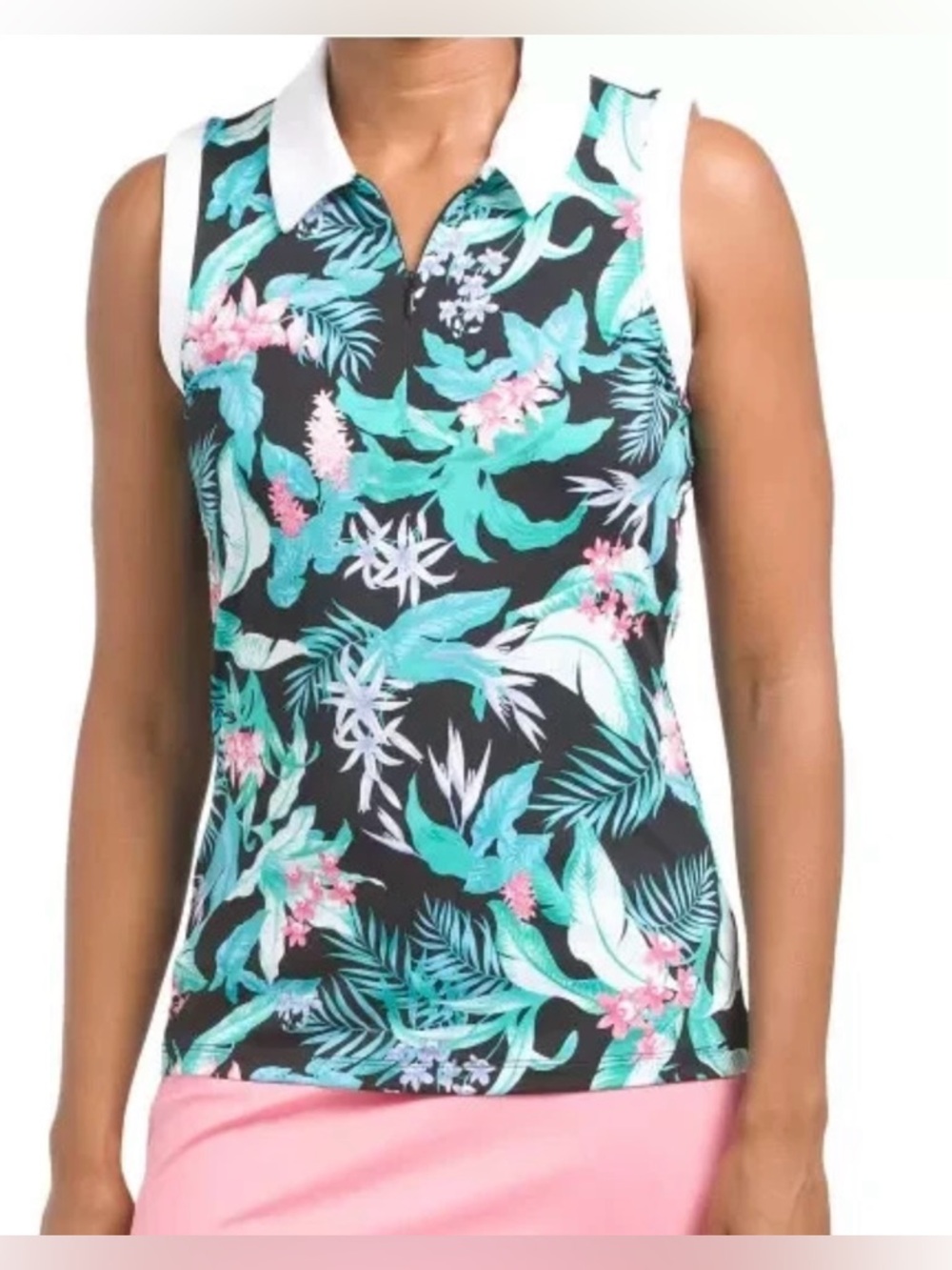 Tommy Bahama Golf Shirt Women’s Size S Sleeveless Floral Print Preppy UPF 50